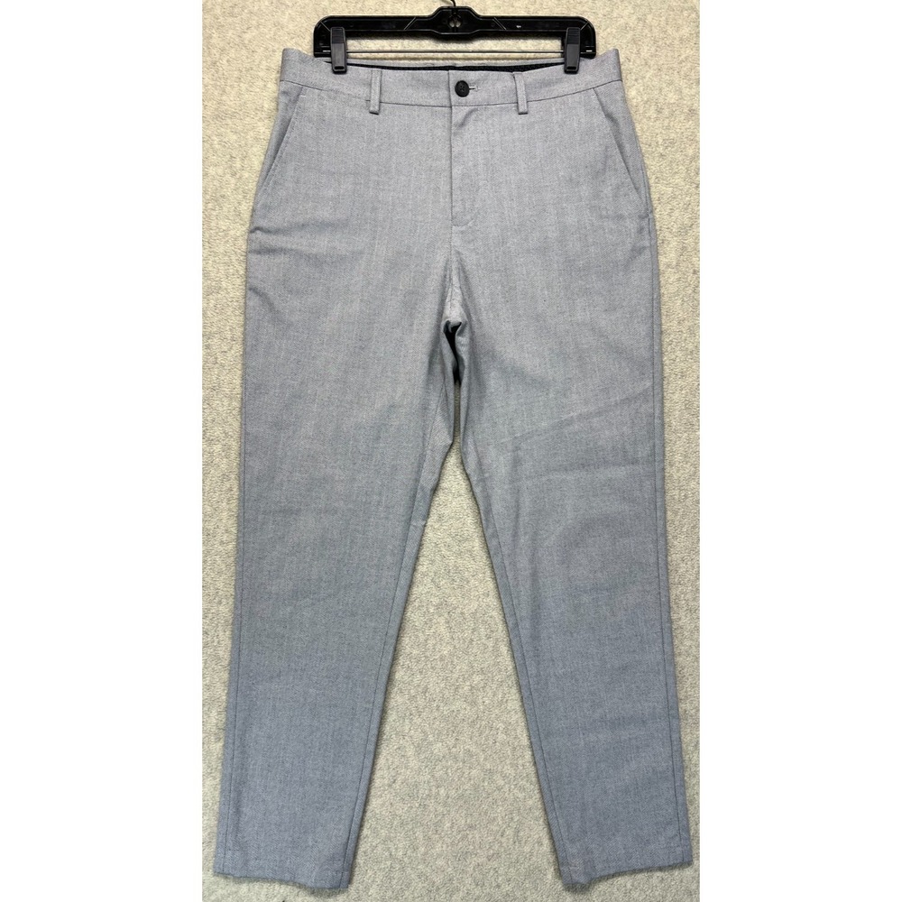 Ted Baker London Mens Chino Pants Gray‎ Herrigbone Textured Slash Pockets 32R